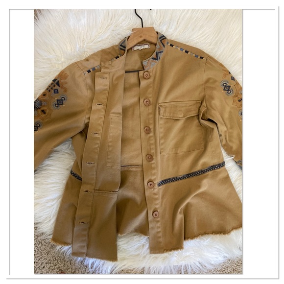 Johnny Was Amika Peplum Military Jacket Khaki Size Small - Picture 4 of 12